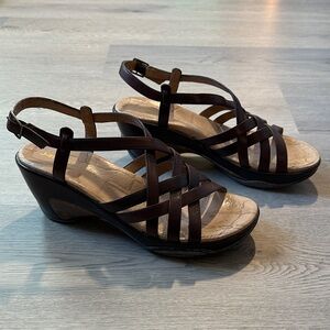 J-41 Dark Brown Strappy Wedges